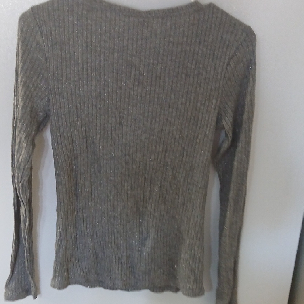 Old Navy Metallic Gray Ribbed Blouse - Picture 6 of 6